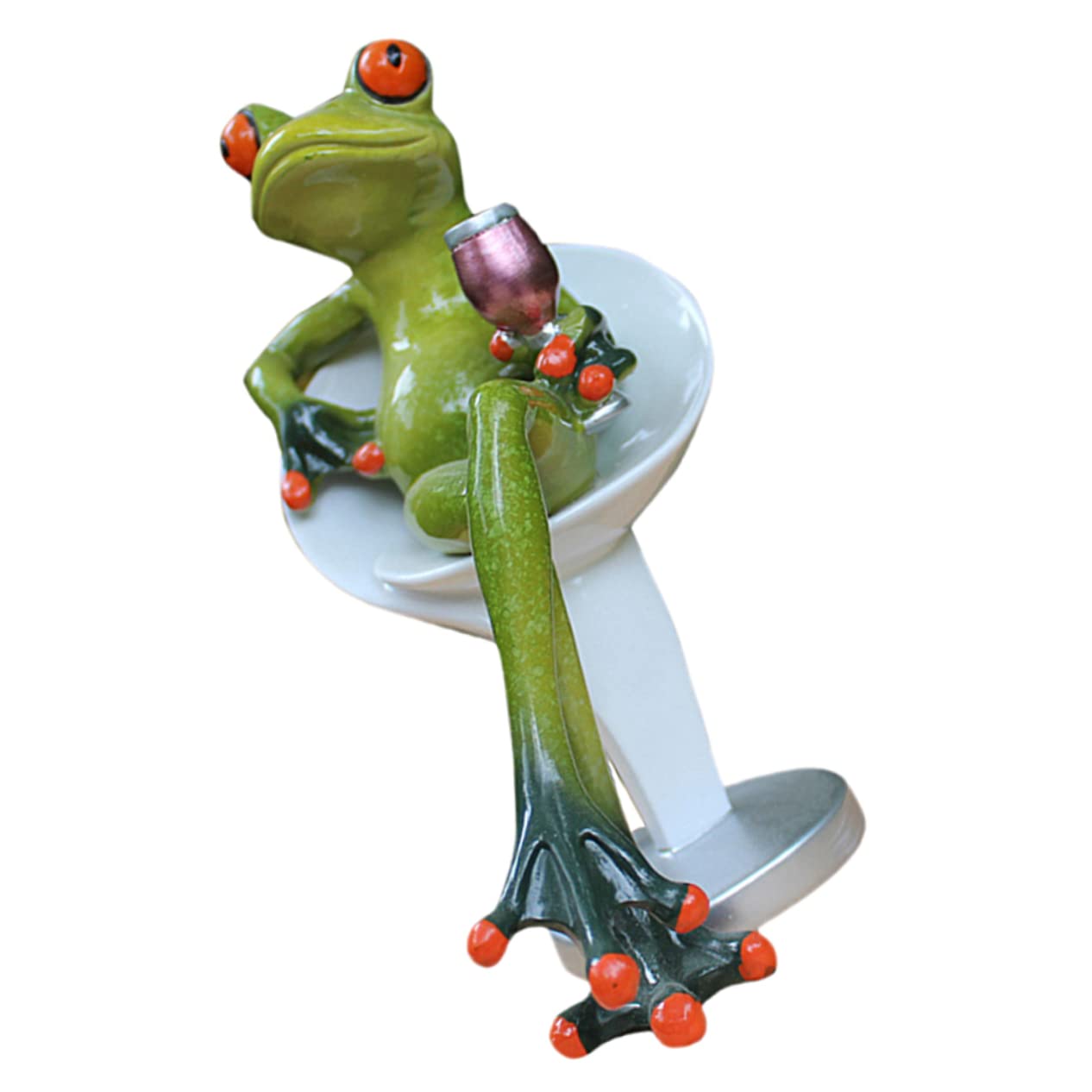 SUPVOX Drinking Frog Decor Resin Figurine 5.91X4.92X3.15In Desktop Sitting Frog Ornament for Home Office Garden Tabletop Decoration Gift