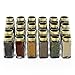 Nellam French Square Glass Spice Jars – Set of 24 with Shaker Lids and Chalkboard Sticker Labels, Small 4oz Bottles - Stackable Herbs and Spices Containers - Decorative Organizers in Gold