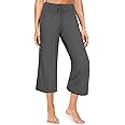 ZOOSIXX Soft Black Pajama Pants for Women, Wide Leg Comfy Casual Lounge Yoga Capri Pants 22'' / 30''