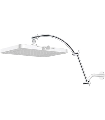 BRIGHT SHOWERS 15 Inch Shower Head Extension Arm - Adjustable Height & Angle, Solid Brass, Brushed Nickel - View #9