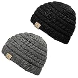 Kids Beanie (NO POM) Bundle - 1 Black, 1 Heather