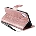 A-slim iPhone X Wallet Case, (TM) Sun Pattern Embossed PU Leather Magnetic Flip Cover Card Holders & Hand Strap Wallet Purse Case for iPhone X 2017 - Rose Gold