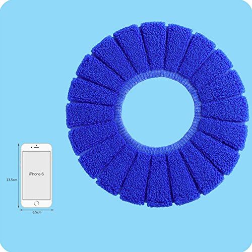 Auphi Bathroom Soft Thicker Warmer Stretchable Washable Cloth Toilet Seat Cover Pads(royalblue)