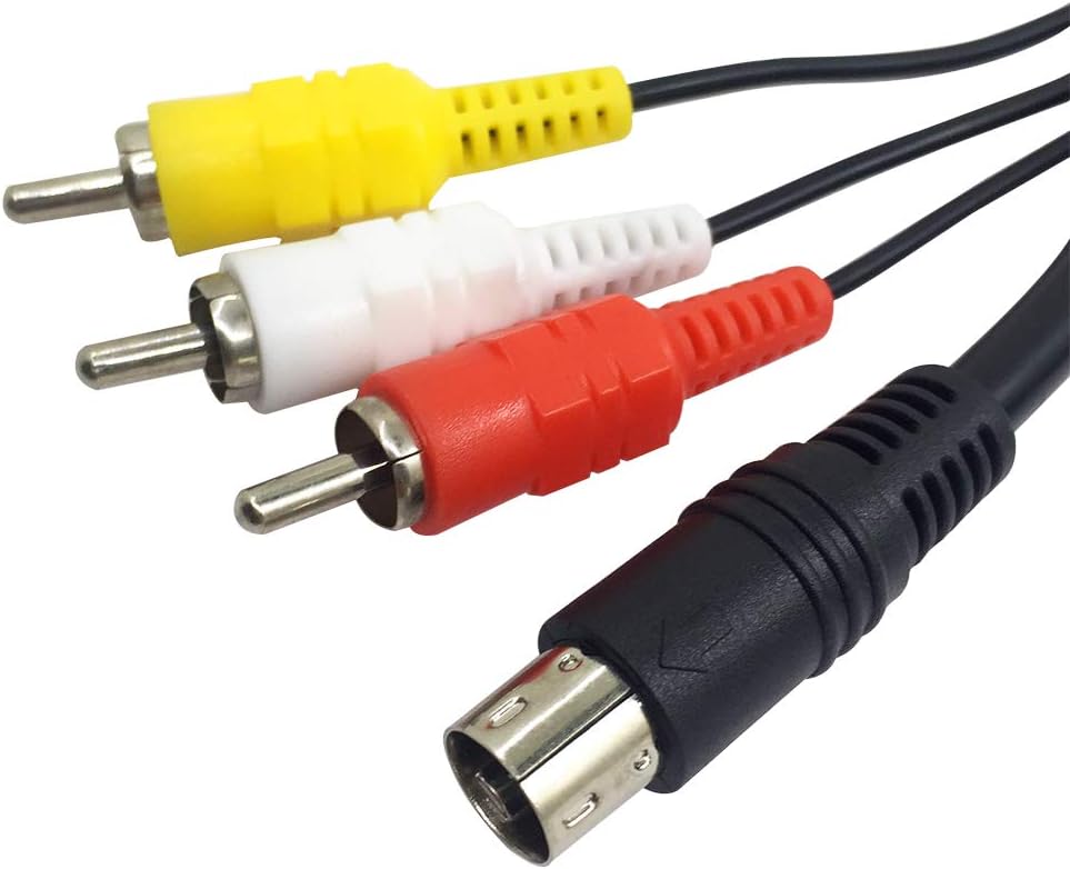 AFUNTA 6 Feet Standard AV Cable RCA Connection Cord Compatible Sega Genesis 2 & 3: Computers & Accessories