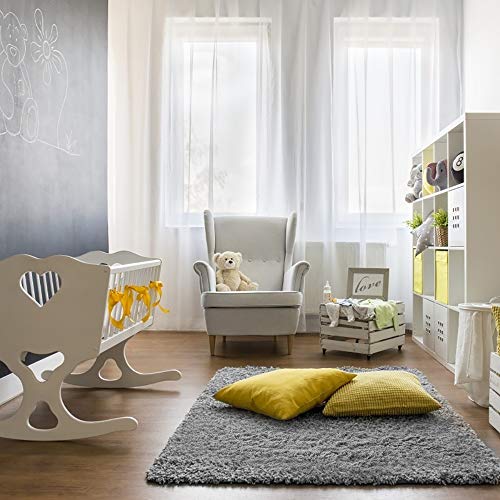 bedee Super Soft Living Room Rug, Large fluffy Area Rug Anti-Skid Faux Fur Rug Modern Shaggy Carpet for Bedroom with 8 pcs Anti-slip Rug Gripper (Grey, 120x160cm)