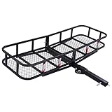 Goplus Folding Cargo Hitch Carrier Storage Basket Luggage Rack Hauler for Truck or SUV, 60