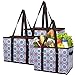 Foraineam Reusable Grocery Bags Set Durable Heavy Duty Tote Bag Collapsible Grocery Shopping Box Bag with Reinforced Bottom, Pack of 3