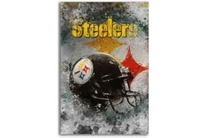 LIJINGJINGGG Pittsburgh City Sports Steelers Canvas Wall Art Poster American Football Sports Painting Modern Home Living Room Office Wall Decor Gifts (Steelers,Canvas Roll 16" x 24")