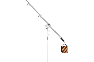 SUPON Stainless Steel Extension Boom Arm for Light Stand and C Stand, 3.6ft to 8.2ft Adjustable Crossbar Holding Arm, Universal Baby Pin Adapter with Sandbag for Studio Monolight Softbox Reflector