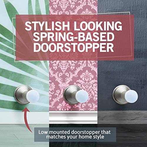 Jack N' Drill (3 ⅛) Spring Door Stopper (7 Pack) w/ 3X Hinge Pin Door Stops | Flexi Heavy Duty Door Stop for Home, Office - Rustproof, Bendable Spring Steel & Durable Rubber Tips