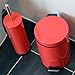 Bathroom Pedal Bin and Toilet Brush Set - 3 Litre Bin - Red Finish