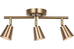 CRAFTRONOS 3 Light Track Lighting Kit, Matte Brass Finish Adjustable Flexibly Rotatable Light Head Modern Ceiling Spot Light for Kitchen,Bedroom,Living Room