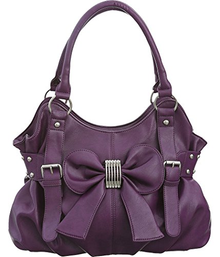 Laurel&Sunset Missy Bow Purple Pleated Shoulder Tote Bag
