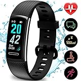 Yemo Updated 2019 Version Fitness Tracker HR, Activity Trackers Health Exercise Watch with Heart Rate and Sleep Monitor, Smart Band Calorie Counter, Step Counter, Pedometer Walking (Black)