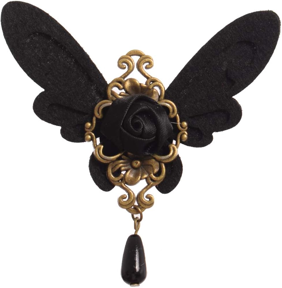 GRACEART Victorian Lolita Girl Black Butterfly Brooch Gothic Breast Pin Vintage Lapel Pin, Style-20