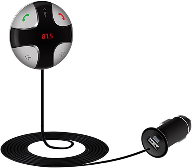GOUXIANG Bluetooth FM Transmitter, Car's Radio Broadcasting Music MP3 Player and Hand-Free Calling Walkie-Talkie Taxi Style with USB Charger (Sliver)