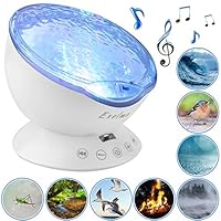 Night Light Projector Ocean Wave - Sound Machine with Soothing Nature Noise and Relaxing Light Show - Color Changing Wave Light Effects for Baby Kids Adults Bedroom Living Room