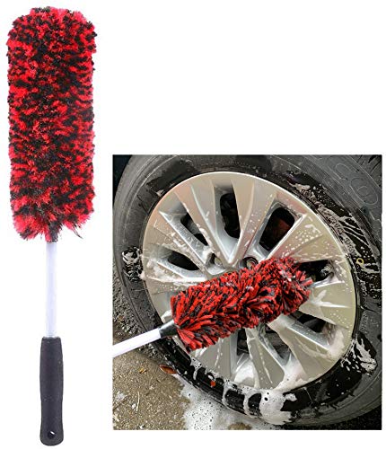 clean world Synthetic Wool Alloy Wheel Brush, No Metal Wheel and Rim Detailing Brush, Car Wheel Brush, Rim Cleaning Brush, Multipurpose Use For Wheels, Rims, Motorcycles, Bicycles, Boats, RVs…