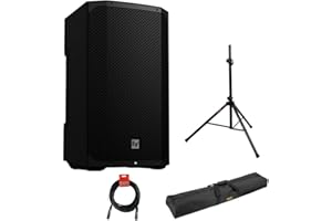 Electro-Voice EVERSE 12 Weatherized Battery-Powered Loudspeaker with Bluetooth Audio and Control (Black) Bundle with Auray Steel Speaker Stand, Speaker Stand Bag and XLR Cable