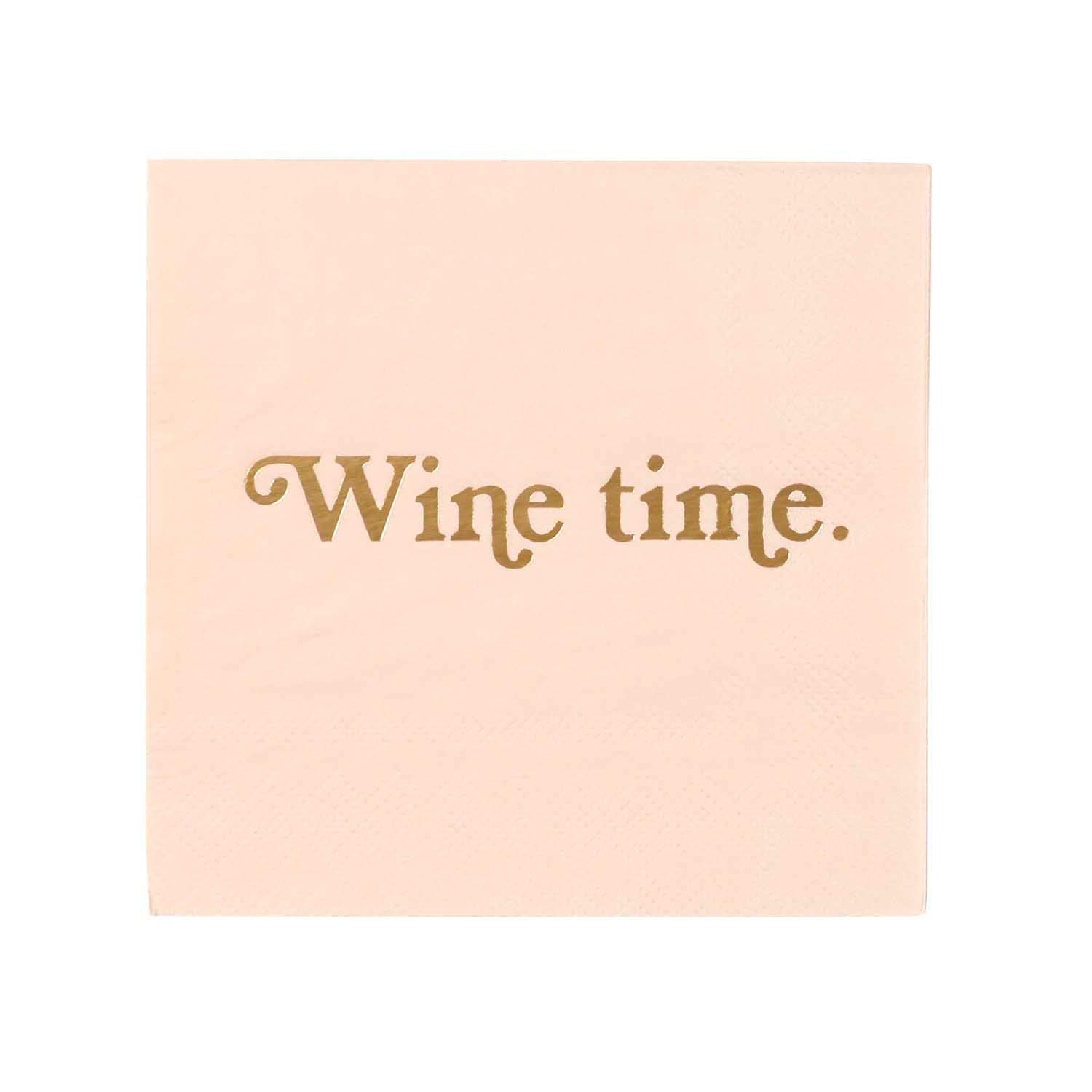 X&O Paper Goods TW4-22032 Wine Time C.R. Gibson Pink Paper Cocktail Napkins, 20pc, x 5.5