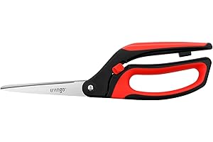 LIVINGO 10" Spring Action Fabric Scissors, Professional Sewing Scissors for Tailor Dressmaker, Spring Loaded Heavy Duty Shears for Fabric Crafting with Comfort Handle, All Purpose (Red/Black)