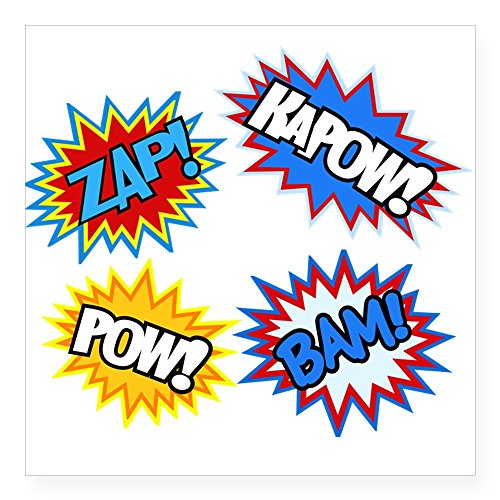 CafePress Hero Pow Bam Zap Bursts Sticker Square Bumper Sticker Car Decal