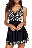 Papaya wear Womens Polka Dot Swimdress Two Piece Swimsuit and Brief L-5XL