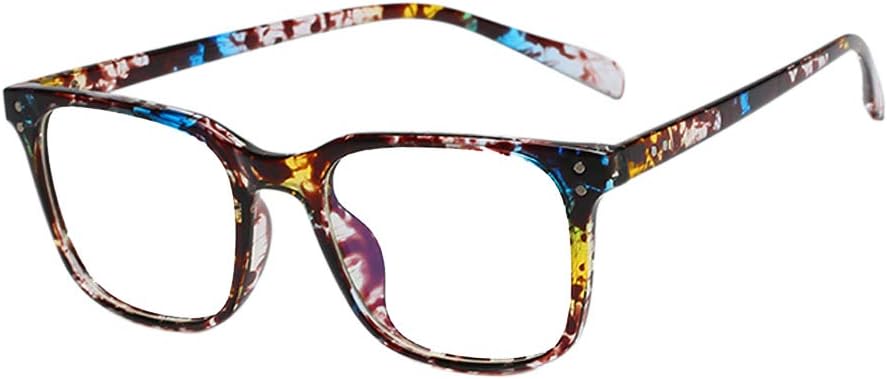 Zhuhaixmy Anti Blue Light Glasses - UV Protection Eyewear Computer Game Eyeglasses TR90 Frame Unisex Retro Goggle (Blue Floral)