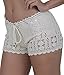 M&B USA Casual Shorts Cotton Crochet Lace Shorts Beach Summer Miniskirts (Large, Beige)