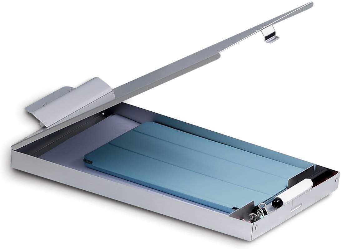 Metal Clipboard with Storage, Letter Size Form Holder Portfolio Aluminum Metal Binder with High Capacity Clip Posse Box - Surface for Legal Size Paper, for Office Business Professionals Stationer : Office Products