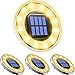 Biling Solar Disk Lights Outdoor Warm White, 12 LED Bulbs Garden Deck Solar Disk Lights Waterproof, Solar Garden Ground Lights Outdoor Walkway Deck for Patio Pathway Lawn Yard Driveway(4 Pack)