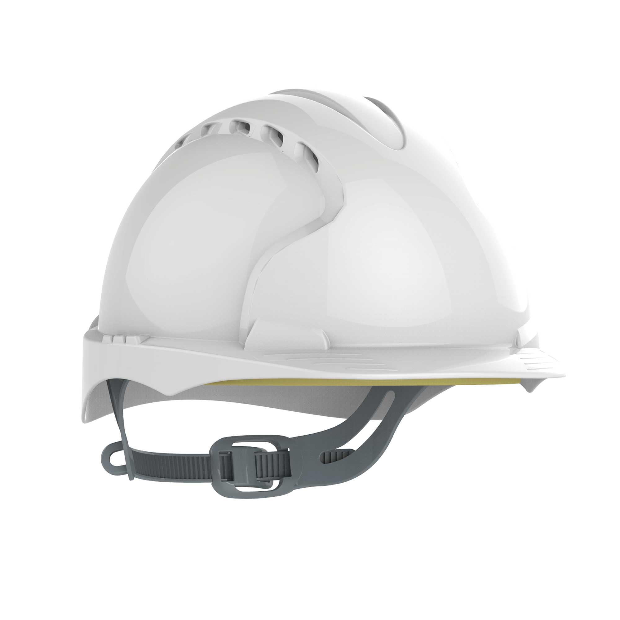 JSP EVO2 Safety Helmet Hard Hat - Vented - White - Slip Ratchet Adjustment - Adjustable Precision Fit Harness - Lightweight - For Construction, Building, Civil Engineering & Industrial - EN397