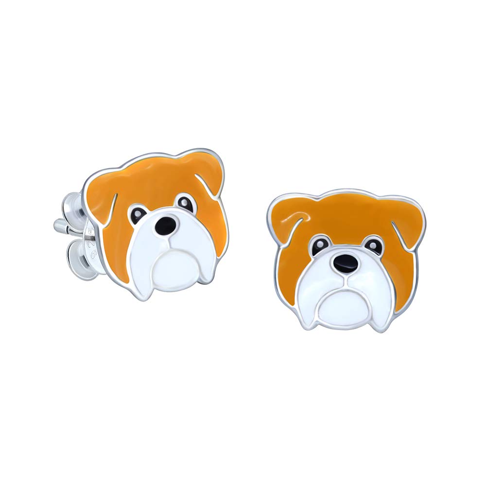 English Bulldog Earrings 925 Sterling Silver