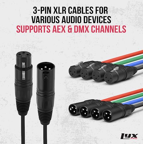 LyxPro Audio Snake Channel XLR 3 Pines Multi Red Desglose para Sonido de Escenario Iluminación y Estudio de Grabación XLR a RJ45 Ethercon con Cable de 3 Pies (Par de 4)