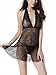 Women Lingerie Nightwear Lace Babydoll Strap Chemise Halter Mini Dress Black XXL
