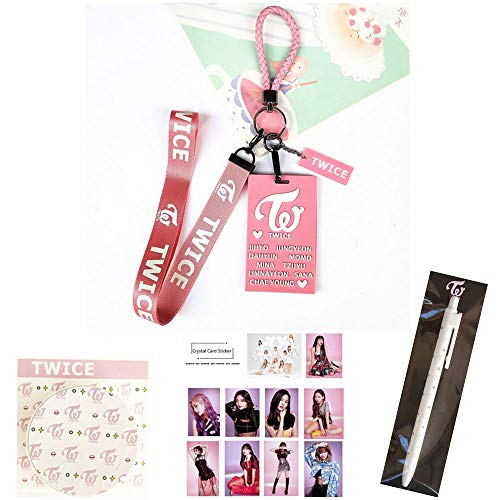 Twice Silicon ID Card Badge Holder Twice Lanyard Key Chain +10 Pcs yes or yes Photo Stickers + Twice tape + Twice Ballpoint Pen