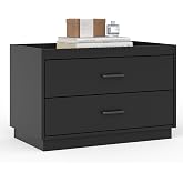 Stackable Storage with 2 Drawers, 28"W Storage Bins for Closet Organizers | Wood Stackable Closet Organizer Modern Large Stackable Storage Units for Living Room Hallway Bedroom, Black
