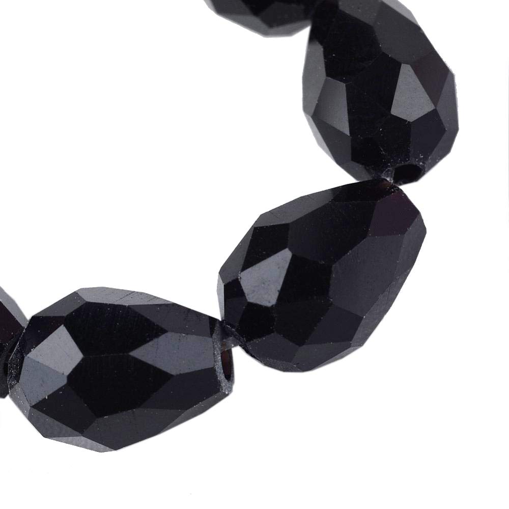 Perlin 15 Czech Crystal Drop Shaped Beads (Black, 8mm x 6mm)