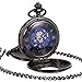 Pocket Watch Antique Dragon Mechanical Skeleton SIBOSUN Bronze Double Cover with Chain