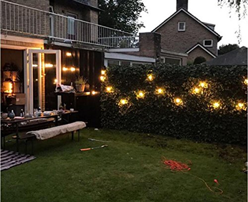 OOOLED 48-Foot Outdoor Weatherproof Commercial Grade String Lights with 16 Hanging Sockets- 24 2W S14 Incandescent Bulbs Included-Perfect Patio Lights & Party Lights-Black - Thumbnail 4