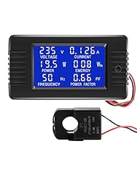 CrocSee AC 80 260V 100A Pantalla LCD Digital Voltaje de Corriente Potencia Potencia Potencia Frecuencia de Energía Factor Multímetro Amperímetro Voltímetro con Transformador de Corriente CT