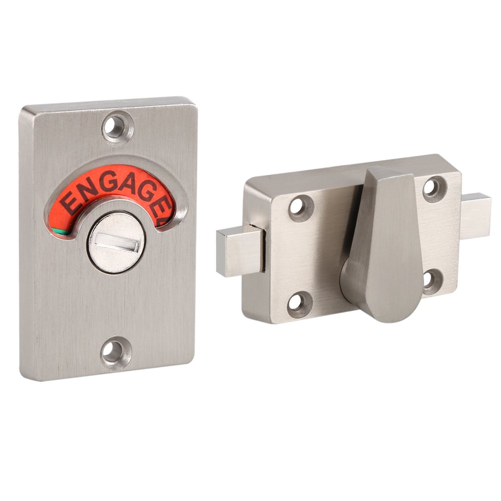 Stainless Steel Bathroom Toilet Lock Indicator,Bathroom Latch Rotate Bolt Door Lock - with Indicator Shows Whether the Room is Occupied - Applicable Plate Thickness 12-18mm