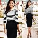 Malloom Women Lady Splice Slim Striped Bodycon Formal Occasion Pencil Dress