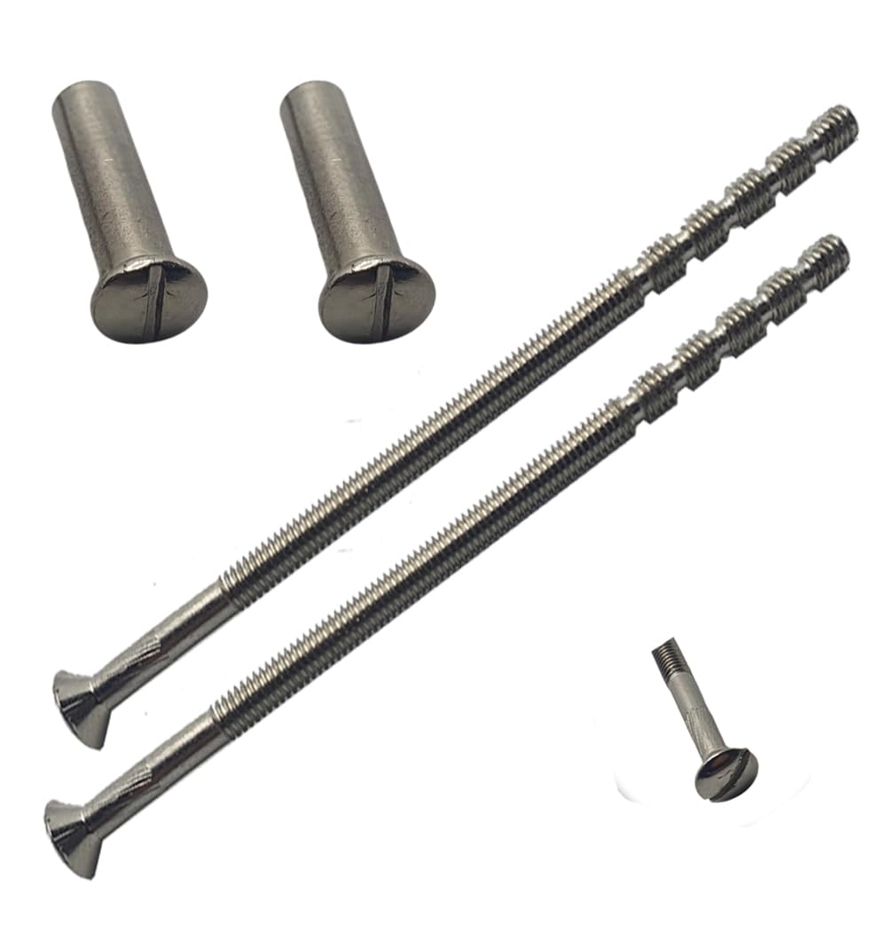 M4 x 90mm Slotted Door Handle Screws Chrome with Bolt Connecting Sleeve Male to Female for Door Handle, Knobs Escutcheons and Others (Pack of 2)