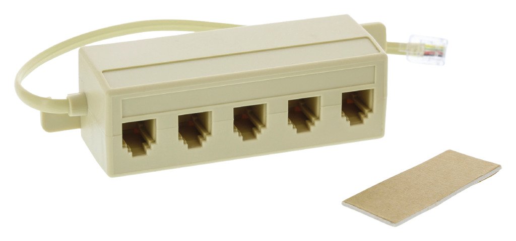 Valueline Telecom splitter box RJ11 Plug 5x RJ11 Socket 0.2m ivory [VLTP90825I02]
