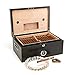 Wooden Desktop Cigar Humidor, 120 Count with Beautiful Matte Black Finish