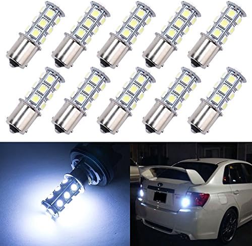 Trisense 1156 1003 1141 7506 Ba15s 18SMD LED Bulbs Cool White 10-pack Replacement for RV Camper Interior Lights &amp; Exterior Tail Backup Reverse Lights, Brake Lights, Turn Signal Lights
