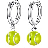 925 Sterling Silver Baseball/Football/Basketball/Volleyball Earrings Ball Hoop Earrings Cool Sports Earrings Jewelry Gifts for Women Girls Sensitive Ears