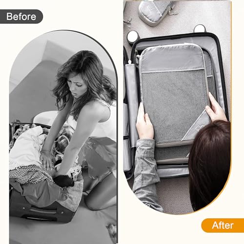 Grey Suitcase Organiser Set, 6-Piece Compression Packing Cubes, Suitcase Organiser, Travel Organiser, Compression Packing Cube Set for Suitcase, Backpack, Hand Luggage