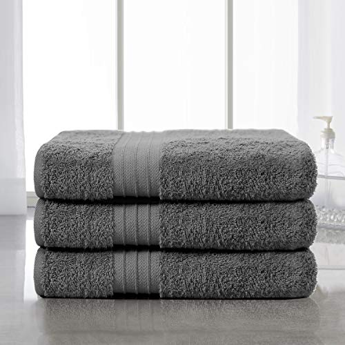 4-Piece Bath Towels Set for Bathroom, Spa & Hotel Quality | 100% Cotton Turkish Towels | Absorbent, Soft, and Eco-Friendly (Dark Grey)